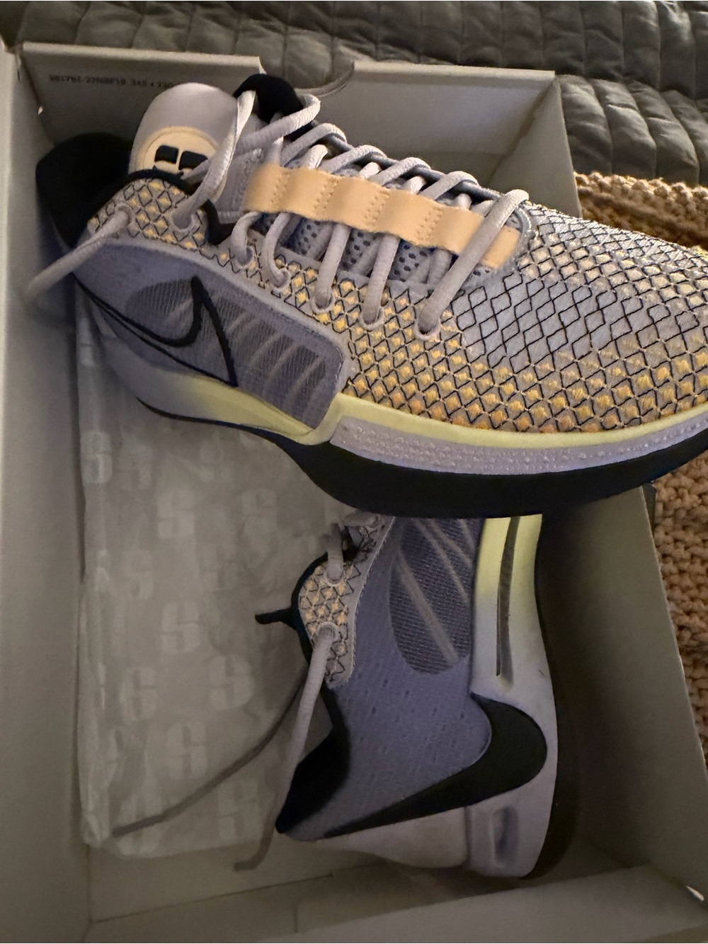 Nike Mesh Training Sneakers in Lavender and Pale Yellow